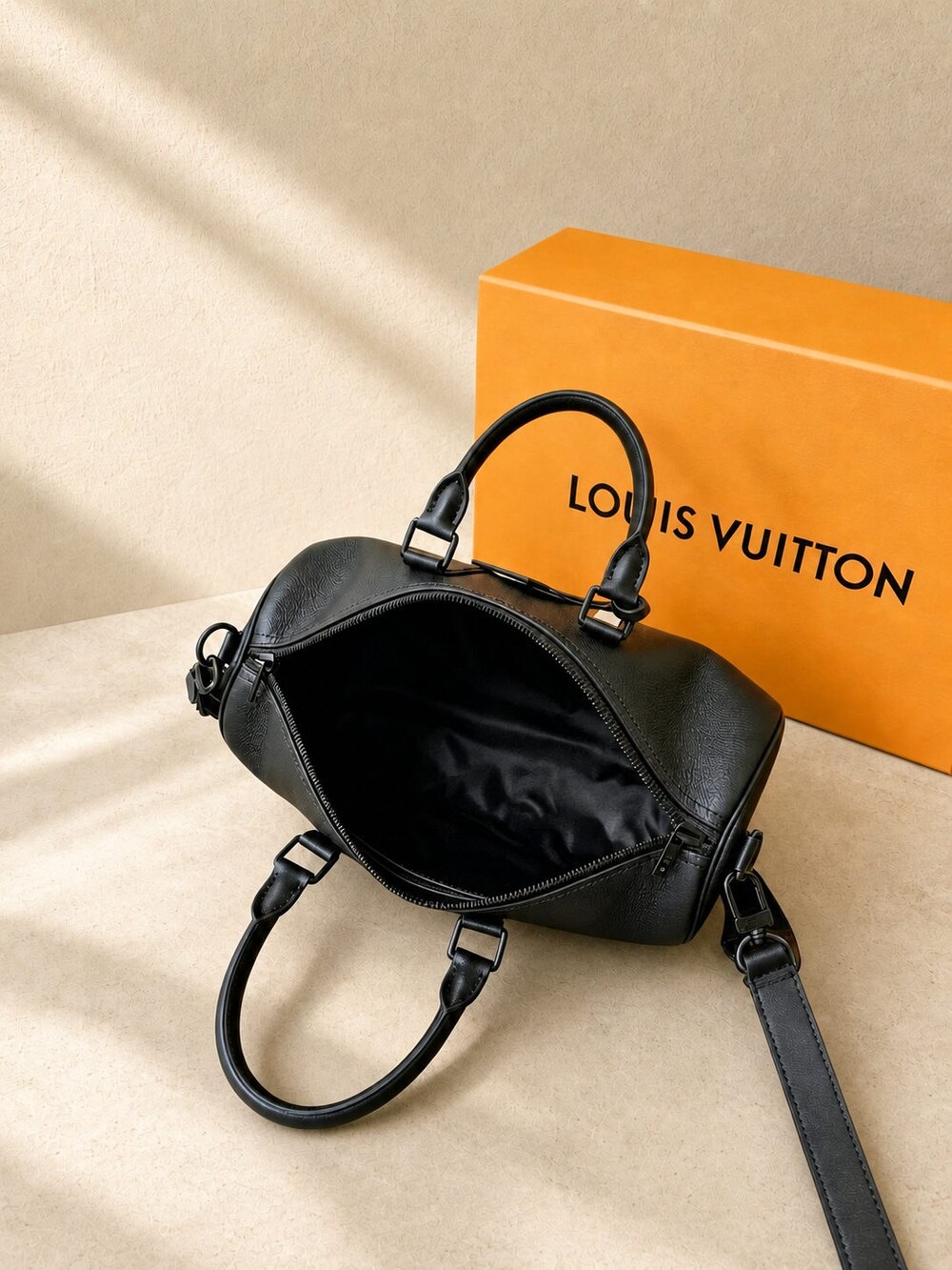Louis Vuitton Black Aerogram Keepall Duffle with Adjustable Shoulder Strap - Picture 3 of 5